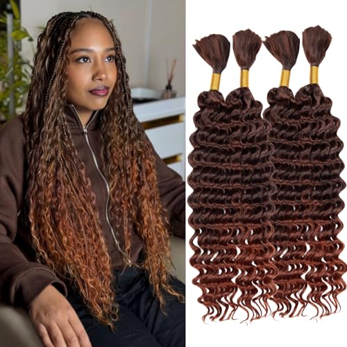 18 Inch Deep Water Wave Hair Extensions 4 Bundles for Braiding - T350#