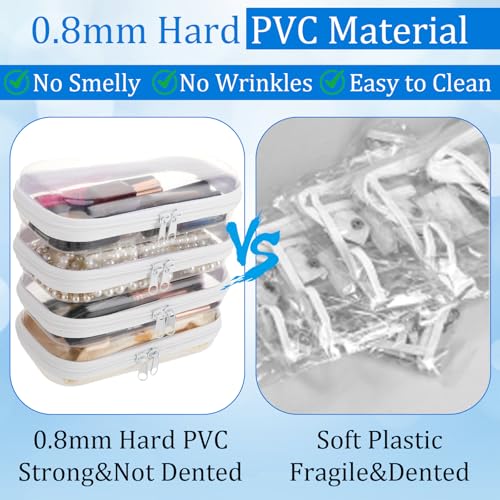 8Pcs Clear Hard Shell Zipper Case - Portable Transparent Storage Organizer S: 7.8 x 4.3 x 2 Inches