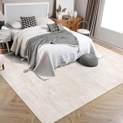 6x9 Beige Modern Abstract Washable Area Rug Non-Slip Soft Floor Carpet for Living Room