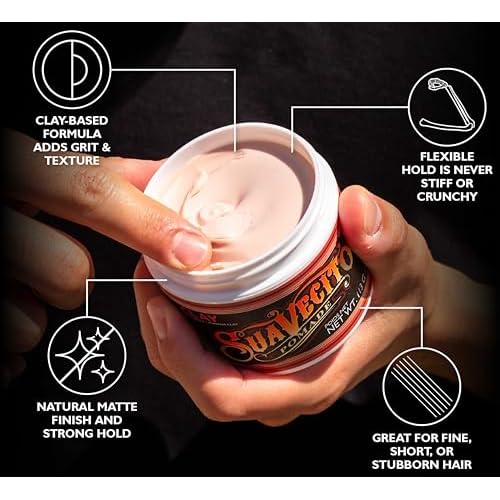 Suavecito Pomade Firme Clay - Strong Hold Hair Clay For Men - Low Shine Matte For Natural Texture Hairstyles