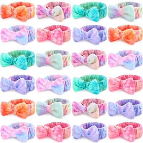 Tie-Dye Elastic Face Wash Headbands - Pack of 24 for Makeup & Skincare