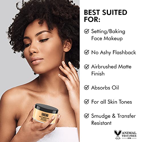 Sacha Buttercup Setting Powder – Medium to Deep Skin Tones, 1.75 oz, Long-Wear & Flashback-Resistant