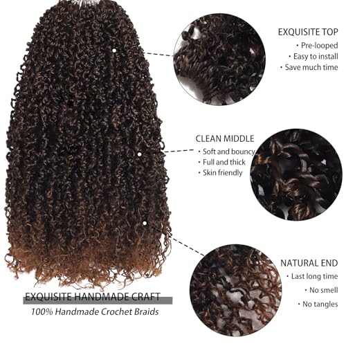 T30 14 Inch Crochet Hair 7 Packs Yanky Twist Pre-Looped Fluffy Curly Braids
