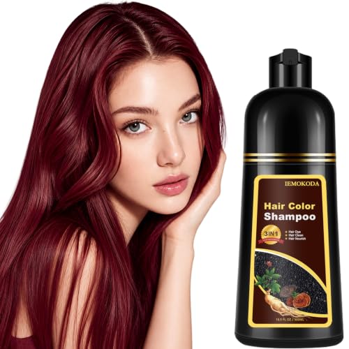 Dark Wine Red Hair Dye Shampoo - Burgundy Hair Color for Women & Men - 3-in-1 Nourishing Formula with Natural Ingredients