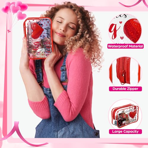 Teacher Valentine 12 Pcs Clear Makeup Bags 7x4.3x2.4 in PVC Gift Set - SilTriangle