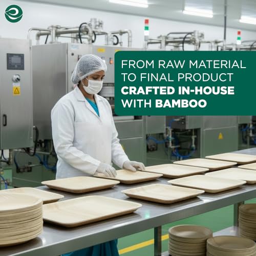 Disposable Bamboo Plates 10 Inch Square - Eco-Friendly Bulk Pack for Parties & Events