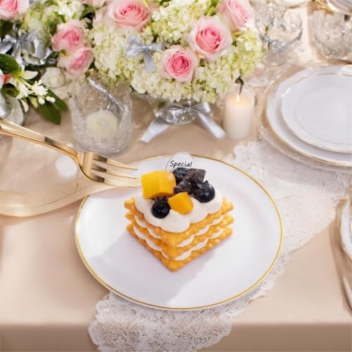 White Gold 400pcs Dessert Plates & Forks Set for Parties & Weddings