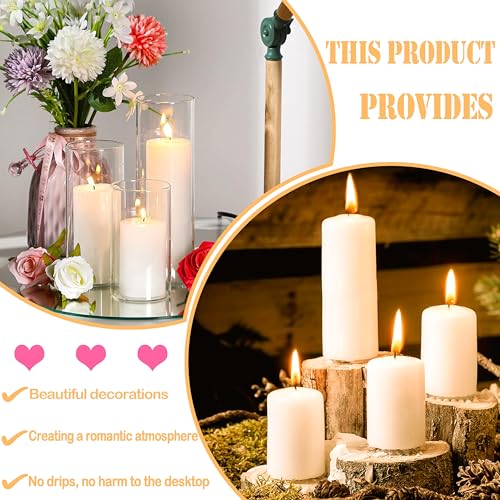 Ivory Pillar Candles Bulk Set - 36 Pcs 2x3/6/8 Inch Dripless Unscented