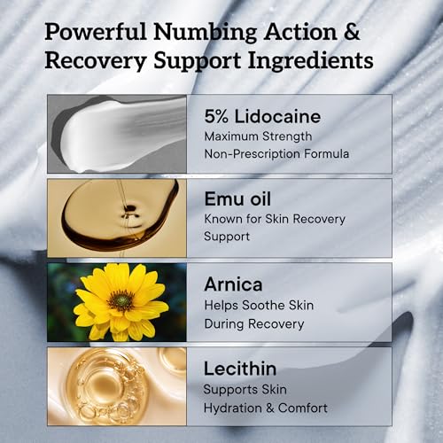 Numbing Cream Maximum Strength 2 Pack - Long Lasting Relief with Menthol, Arnica & Emu Oil - 60ml Tube