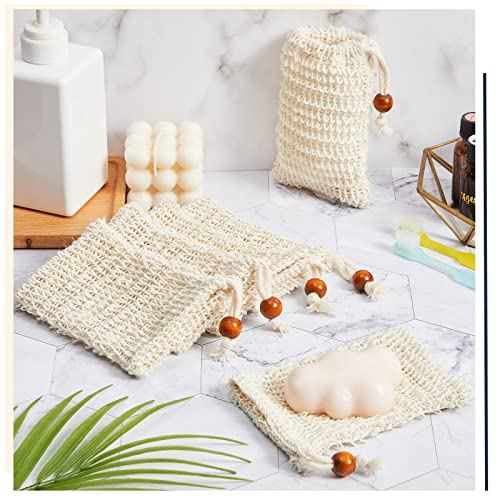 60 Pack Soap Saver Bags Exfoliating Pouch - 3.5x5.5 Inch Cotton Linen