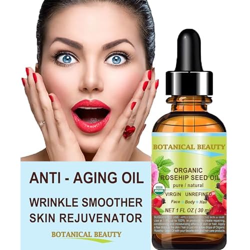 Botanical Beauty Organic ROSEHIP SEED OIL 100% Pure Natural Virgin Unrefined Cold-pressed Carrier Oil 0.5 Fl Oz 15 ml For Face, Skin, Body, Hair, Lip, Nails, Rich in vitamin C, Vitamin E, Anti-Aging
