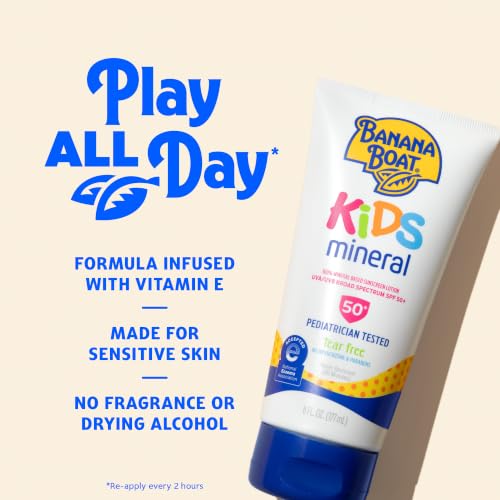 Kids Mineral Sunscreen Lotion SPF 50 Pack of 2 - Gentle, Water-Resistant Formula