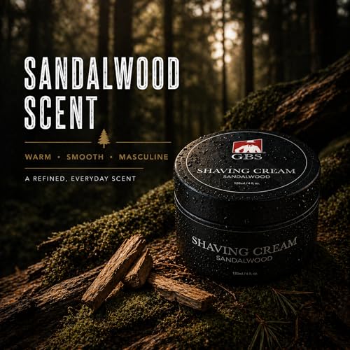 Men's Shaving Kit with 5-Blade Razor, Sandalwood Shave Cream & Leather Travel Case