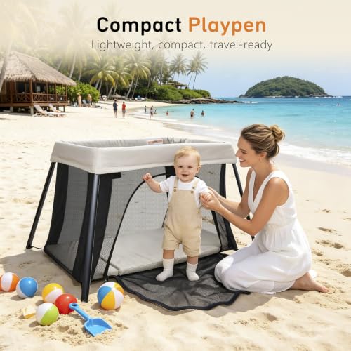 Travel Bassinet and Playard - Portable Foldable Baby Bed for Newborns & Toddlers