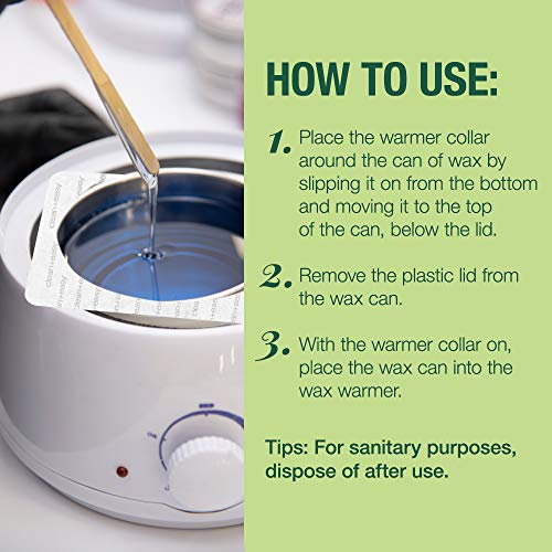 Clean + Easy Professional Deluxe Wax System - Standard Warmer Collars Prevent Drips for Mess-Free, Effortless Cleanup (50 Count)