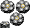 Black 3-Pack Universal Replacement Shaver Heads for 6D Magnetic Rotary Razors
