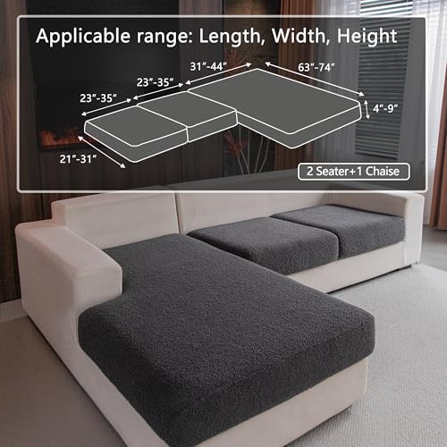 OHSIO Couch Cushion Covers for Sectional Sofa - Dark Gray, 2 Seat + 1 Chaise