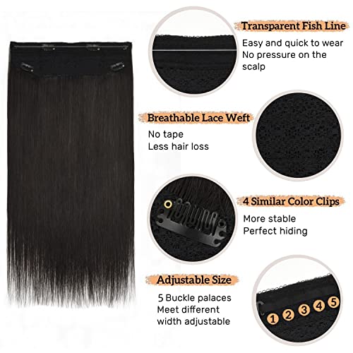 Wire Hair Extensions Human Hair 14 Inch Black - Easy to Wear, Natural & Thick