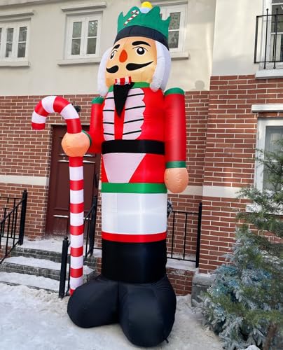 12 Ft Outdoor Christmas Inflatable Nutcracker with Candy Cane & LED Lights