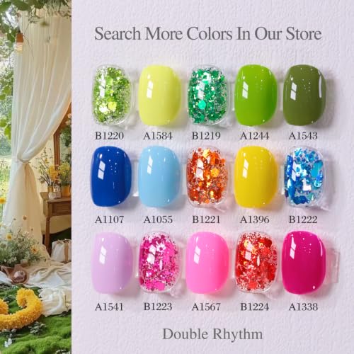 Double Rhythm Holographic Glitter Gel Nail Polish Set of 6 - Cat Eye Magnetic Full Size
