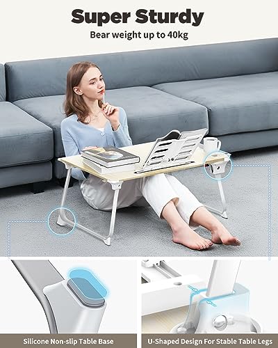 Teak SAIJI Large Folding Bed Desk for Laptop, Reading & Studying