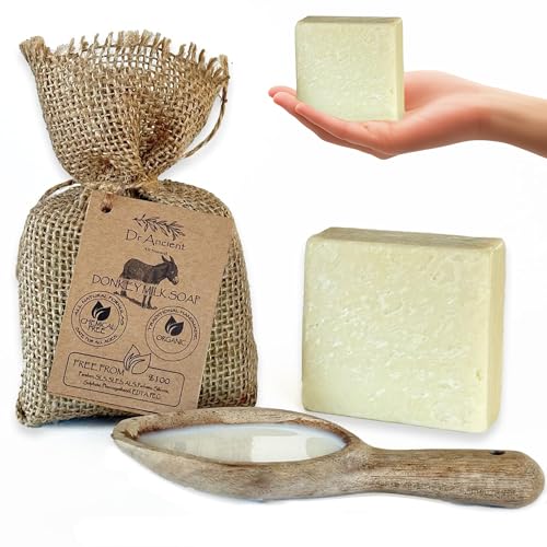 Dr.Ancient Donkey Milk Soap Bar, Organic Soap Bars Handcrafted the Traditional Way, Natural Chemical-Free, Used for Face Wash, Body Wash, Hand Cleansing and Daily Skin Care, Nourishing Cleanser