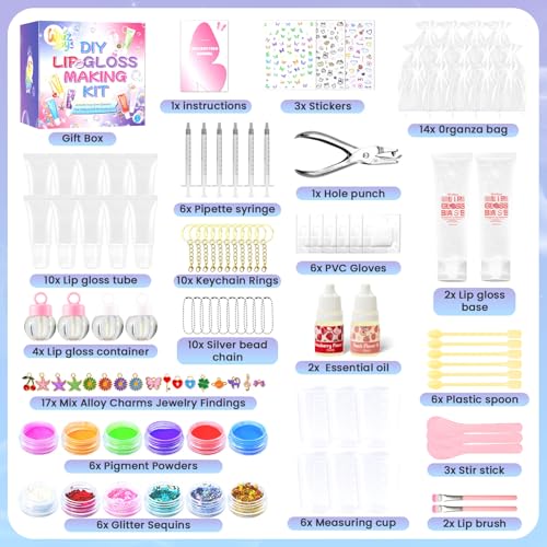 DIY Lip Gloss Making Kit with Keychain - Multicolor Variations