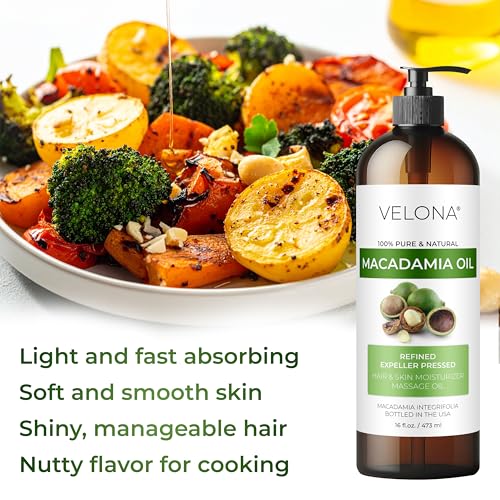 velona Macadamia Nut Oil 64 Fl Oz | 100% Pure and Natural Carrier Oil | Refined | Cooking, Skin, Hair, Body & Face Moisturizing | Use Today - Enjoy Results