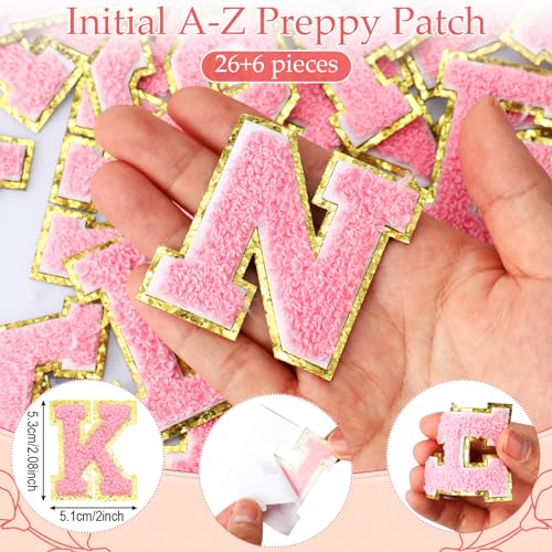 Pink Clear Makeup Bag with Initial Chenille Patches - 12 Pack, Personalizable
