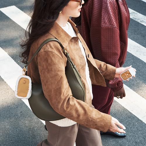 Vegan Shearling Touchland Touchette Pouch with Snap Hook for Hand Sanitizer & Accessories