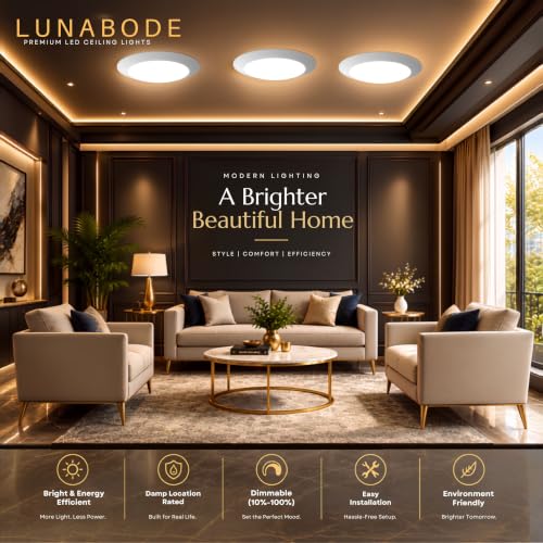 Lunabode 7.5 Inch Dimmable LED Disc Light Fixtures 5CCT White - 12 Pack