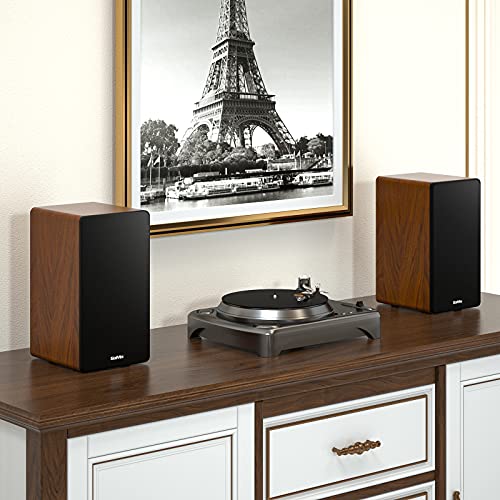 Powered Bluetooth Bookshelf Speakers with 4 Inch Woofer and Remote Control