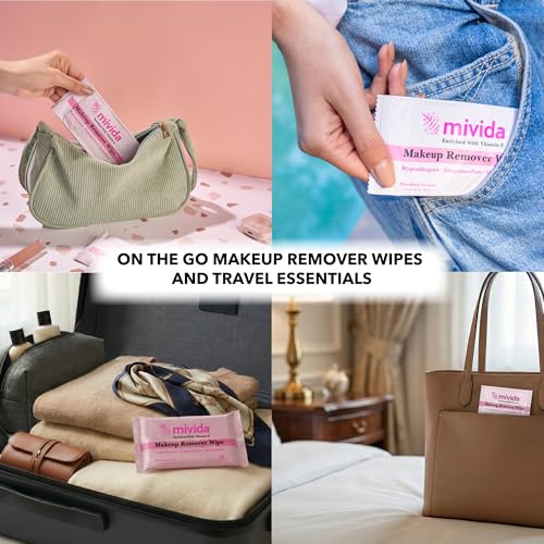 mivida Hypoallergenic Individually Wrapped Makeup Remover Wipes With Vitamin E, Ultra Soft, Makeup Remover Wipe Individually Wrapped, Fragrance Free, 40 Count Makeup Wipes Individually Wrapped