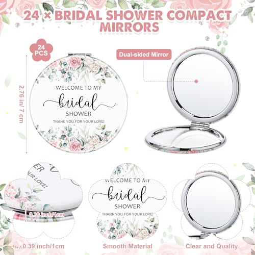 Pink Bridal Shower Favors Makeup Mirrors & Thank You Cards Set - 24 Pieces