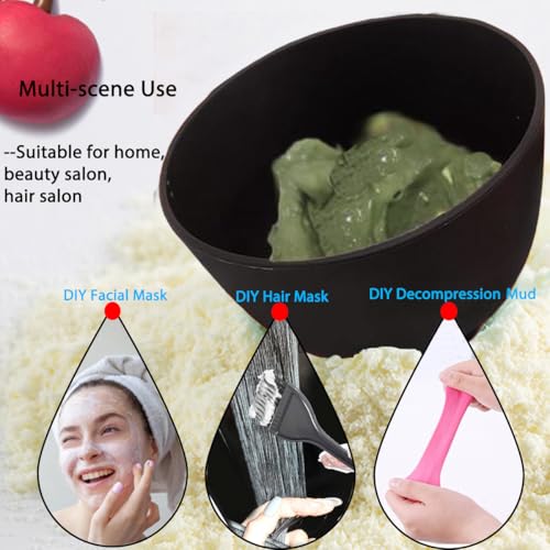 Plastic Facial Mask Mixing Masks Set - DIY Skincare Mixing Tool Kit Mud Masks Bowls Skin Care Mixing Tools Microwavable Silicone Bowl Cosmetic Beauty Tool for Home Salon