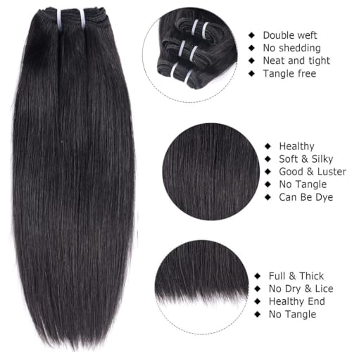 Liang Dian 8 8 10 10 Inch Natural Black Brazilian Virgin Straight Human Hair Bundles