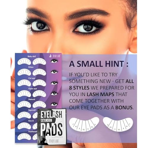 STACY LASH 100 Pairs Set Under Eye Gel Pads for Eyelash Extension - Lint Free Patches with Vitamin C and Aloe Vera Lash Supplies and Beauty tools - Hydrogel Eye Pads - Skin Moisturizes