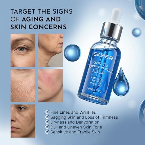 GHK-Cu Peptide Copper Peptides Serum for Face - Topical GHKCu with Hyaluronic Acid for Healthy Aging - Multi-Peptide Formula to Promote Collagen Support Fine Lines Firming Skin Elasticity Hydration