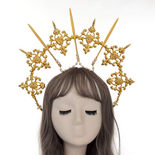 Gold Halo Crown Headband for Women Halloween Costume Accessory - Blessume