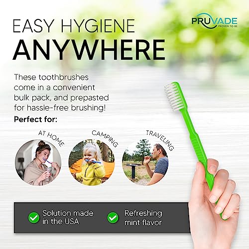 Disposable Toothbrushes with Toothpaste - Mint, 144 Pack, Travel Friendly