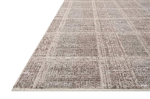 Loloi Ember Rose Area Rug - Fog / Dove / 5'3" x 7'6" Flatweave Neutral Plaid