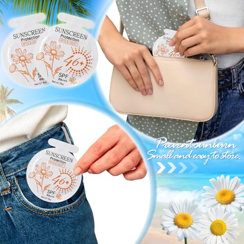 Heigble 100 Pcs Travel Size Sunscreen Packets SPF 46+ Bulk, Individual 3ml Gel Sunscreen for Outdoor Use