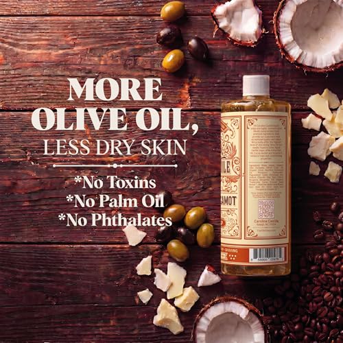 Organic Castile Soap with Patchouli & Bergamot - 128 Fl Oz Concentrated Natural Body Wash - Made with Organic Olive & Coconut Oils - Unisex Scent