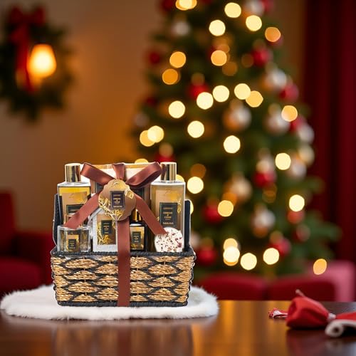 Charcoal & Cedar Spa Gift Set for Men & Women - 14PCS Relaxation Kit with Body Butter & Bubble Bath