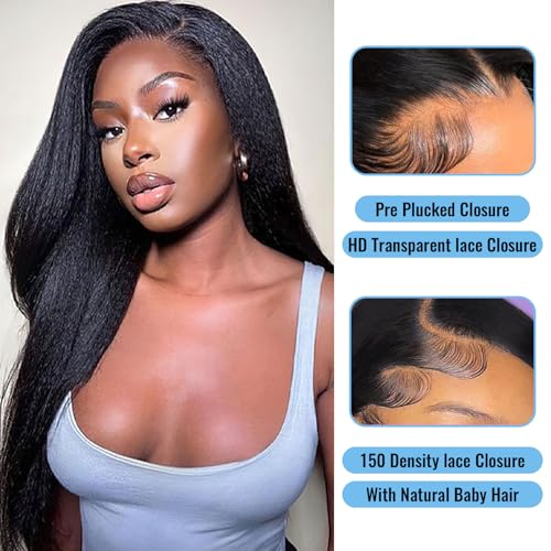 Kinky Straight 2x6 HD Lace Frontal Closure 12 Inch Brazilian Virgin Human Hair - Natural & Pre Plucked