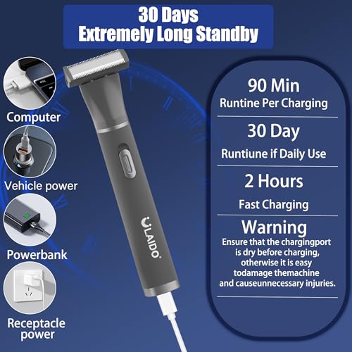 4-in-1 Mens Grooming Kit, 8700RPM Electric Body Hair Trimmer, IPX6 Waterproof Nose Ear Eyebrow Beard Pubic Trimmer for Men, USB-C Fast Charge,with 4 Heads, Travel Portable Groomer