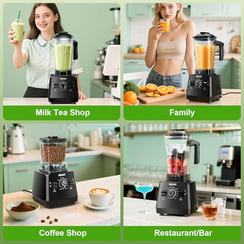 Prasky 1000/2400W Blender for Smoothies & Grinding - 2L Black BPA-Free Kitchen Appliance