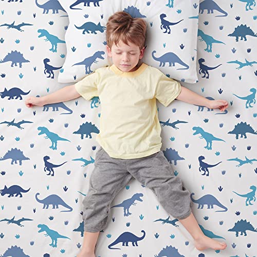 Kids Organic Viscose Bamboo Sheet Set - Dinosaur Full Size Bedding for Toddlers