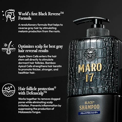 MARO17 Black+ Shampoo & Collagen Shot Set - Anti-Gray Hair Reversal Duo