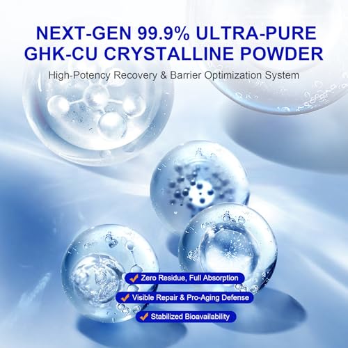 GHK-Cu Copper Peptide Powder 99.9% Pure -Cosmetic Grade Blue Copper Peptide for Anti-Aging & Skin Repair -Ultra-Fine Soluble Crystals£¨1G£©